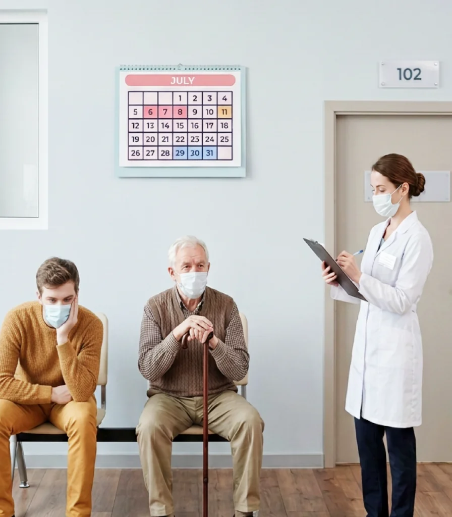 Patients waiting to be seen by a clinician