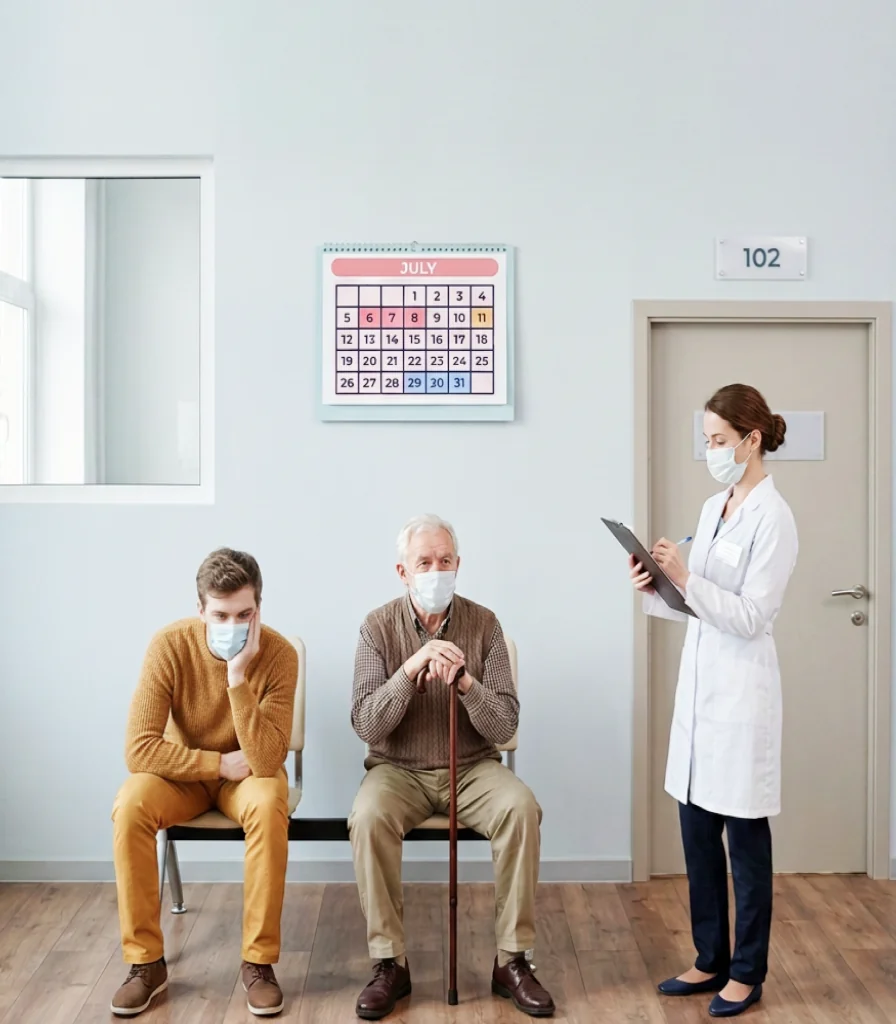 Patients waiting to be seen by a clinician