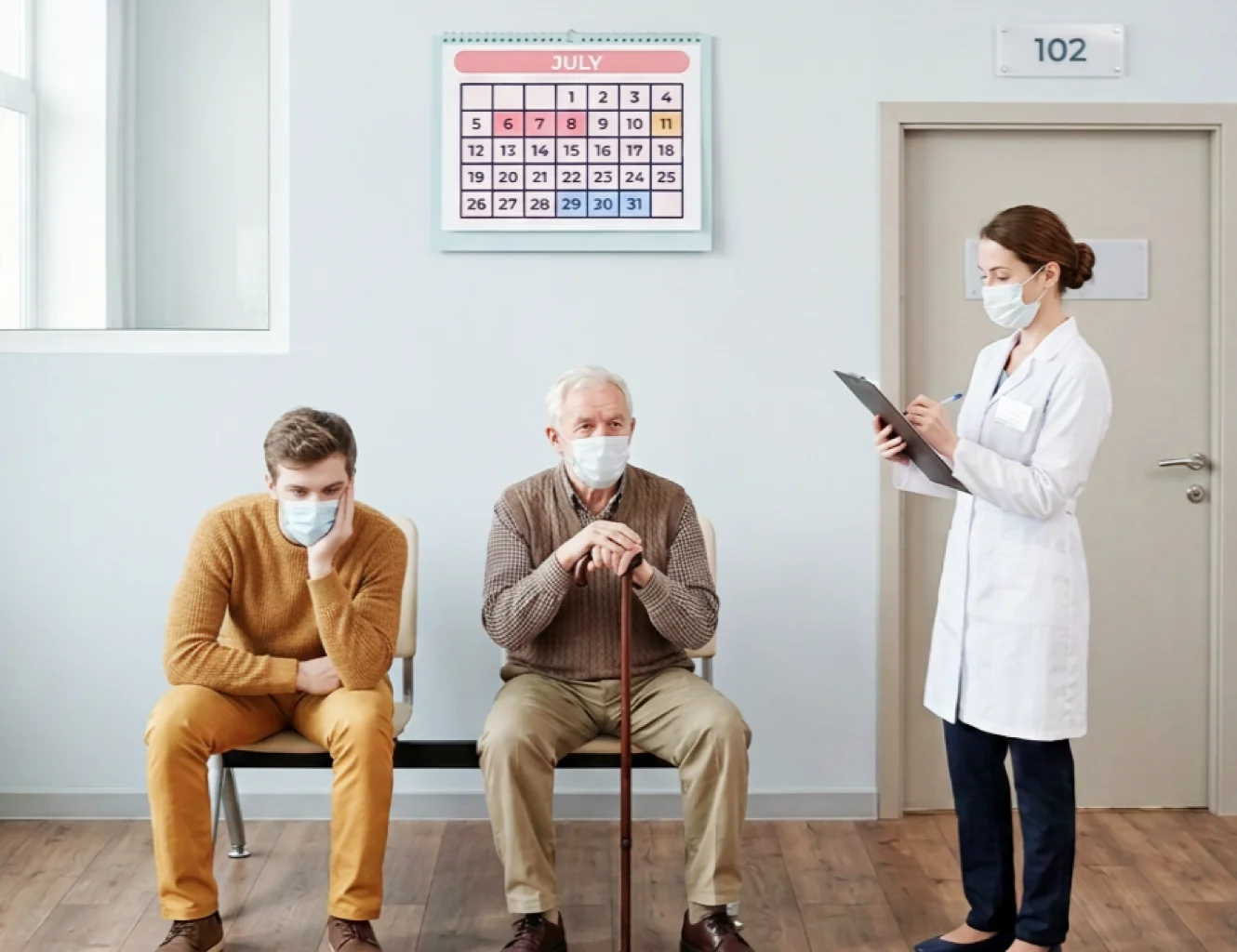 Patients waiting to be seen by a clinician