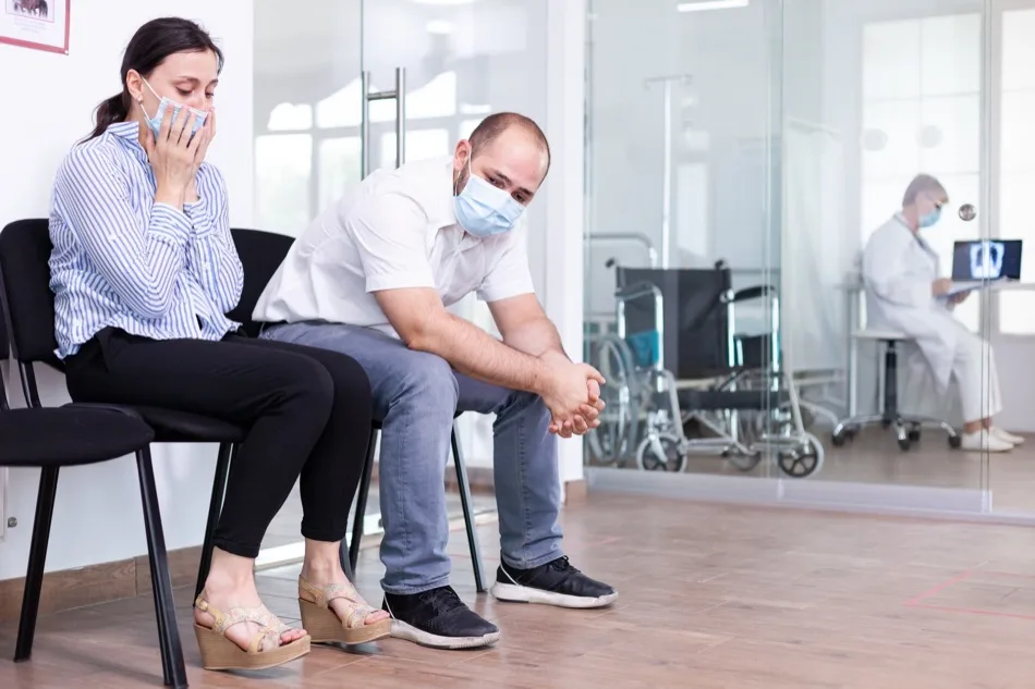 Patients waiting anxiously in a clinic