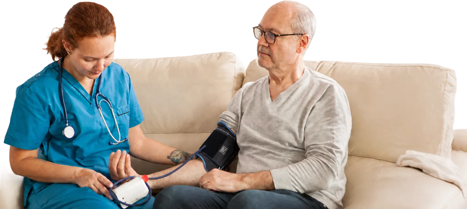 Clinician measuring a patient's blood pressure