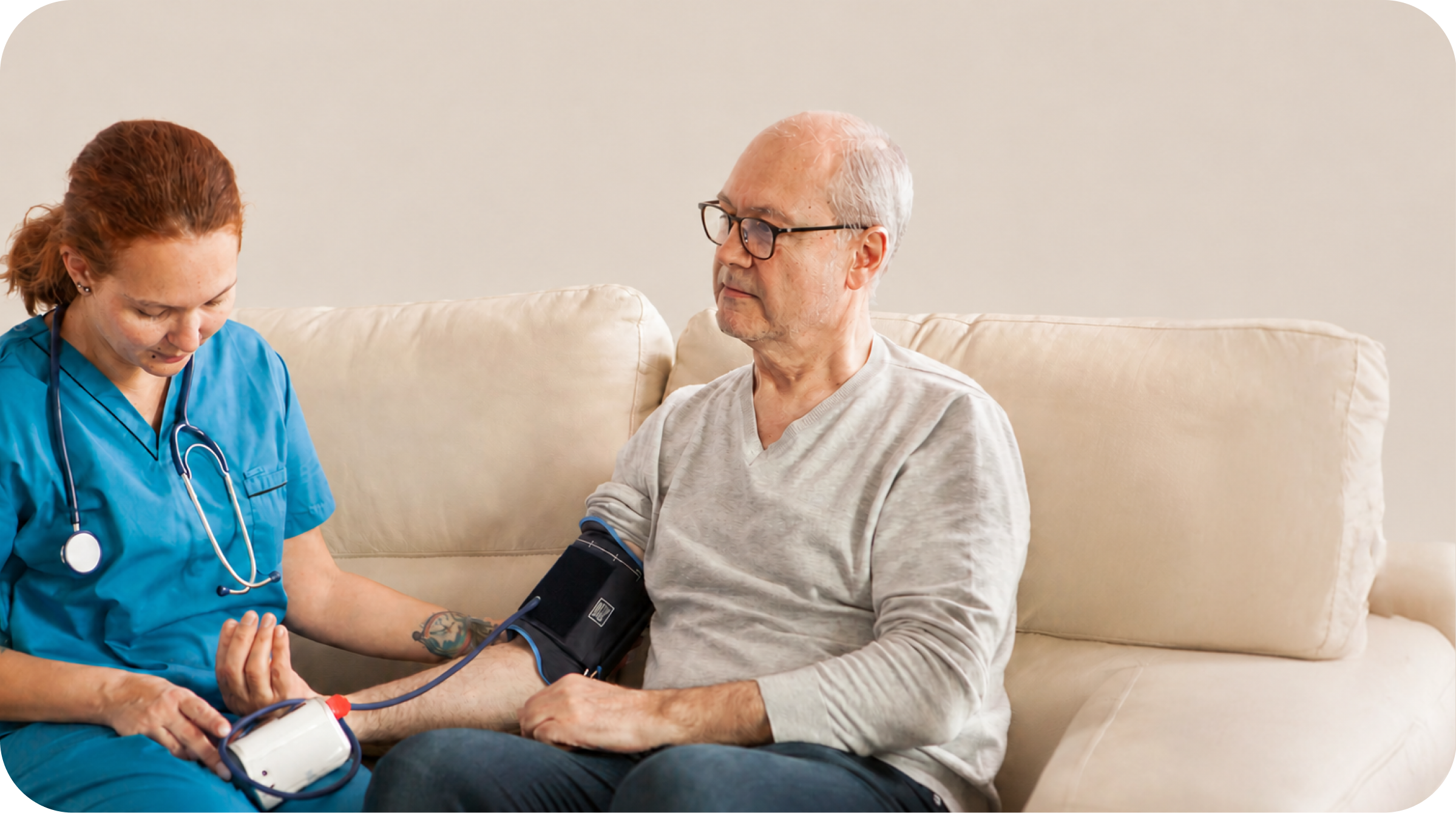 Clinician measuring a patient's blood pressure